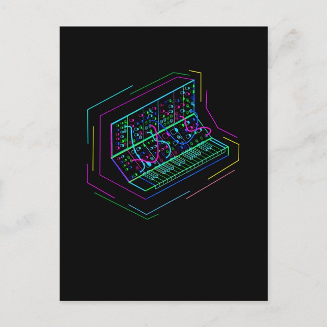Colourful Synth Keyboard Analogue Drum Synthesizer Postcard (Front)