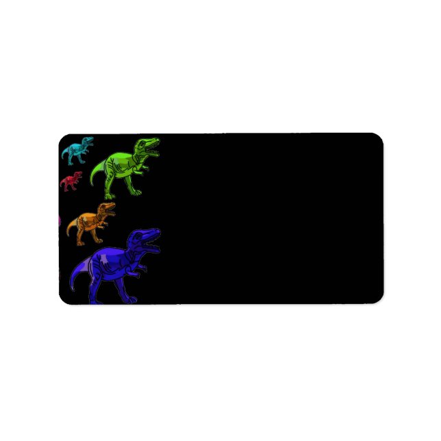 Colourful T-Rex Address Labels (Front)