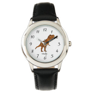 Colourful T-Rex Dinosaur Kid's Name Personalized Watch
