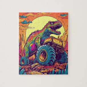 Colourful T-Rex Dinosaur Monster Truck  Jigsaw Puzzle