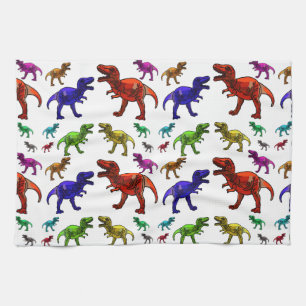 Colourful T-Rex Kitchen Towel