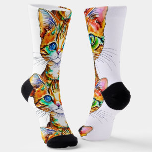 Colourful Tabby Kitty Socks
