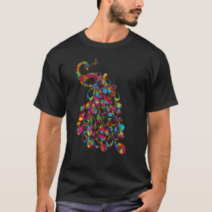 Colourful Tail Peacock   Cute Birds Animal   Graph T-Shirt