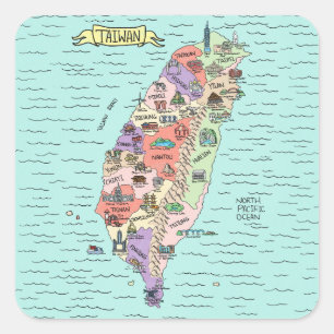 Colourful Taiwan Square Stickers