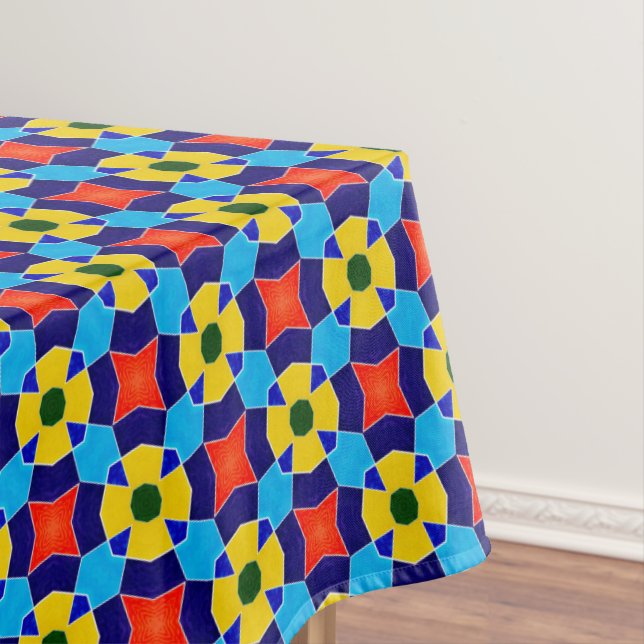 Colourful Talavera Tile Tablecloth (In Situ)
