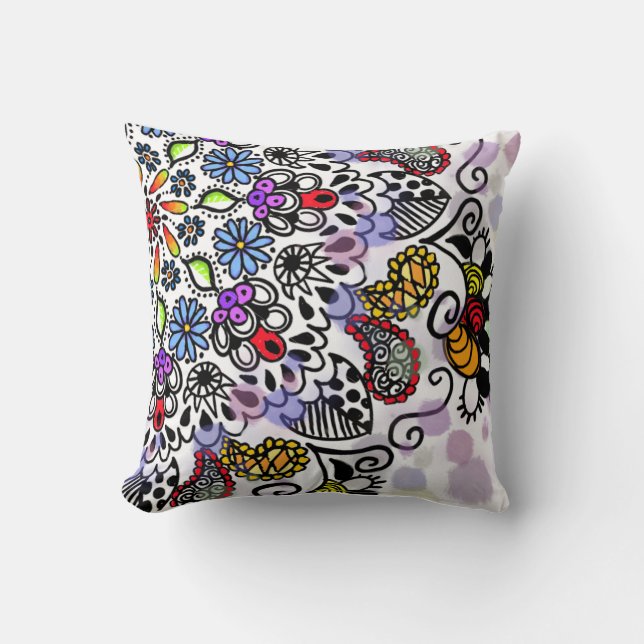 Colourful tangle linear design throw pillow (Front)
