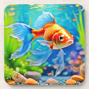 Colourful Tank Goldfish Design Coaster