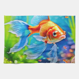 Colourful Tank Goldfish Design Kitchen Towel