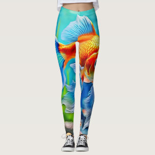 Colourful Tank Goldfish Design Leggings