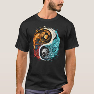 Colourful Taoism Yin Yang Splash on Zen Taijitu Yi T-Shirt