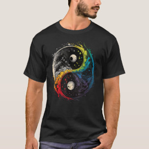 Colourful Taoism Yin Yang Symbol on Zen Taijitu Yi T-Shirt