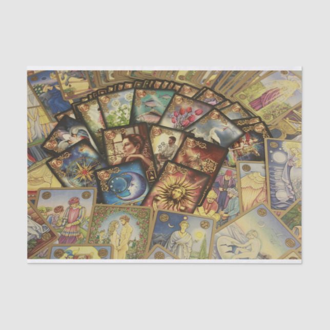 Colourful Tarot Card Deck Spread Illustration  Tissue Paper (Front)