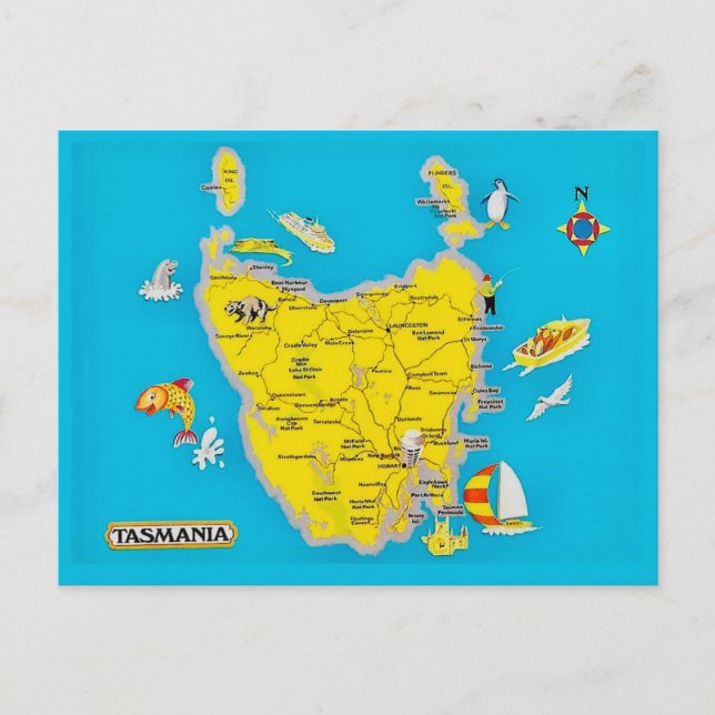 Colourful Tasmania Postcard (Front)