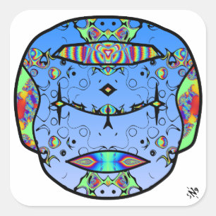 Colourful tattooed skull v0 square sticker