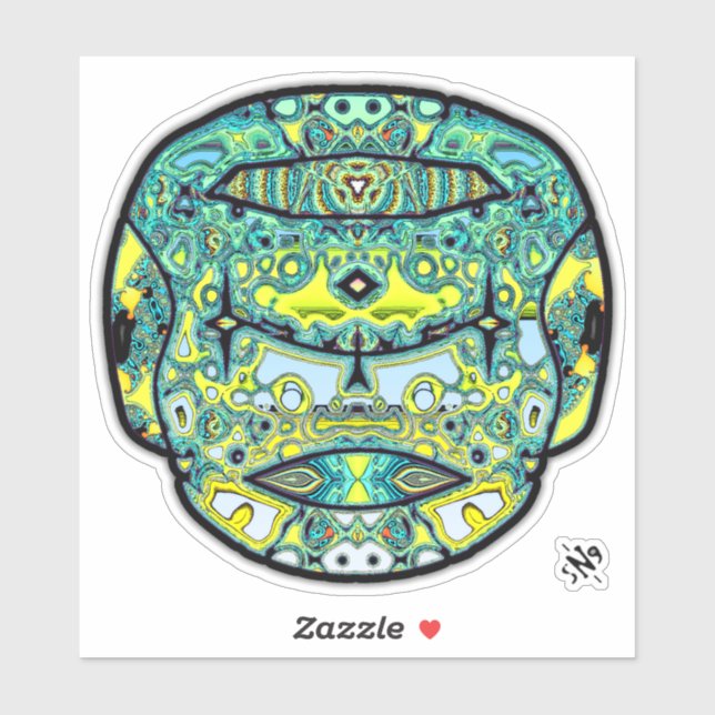 Colourful tattooed skull v4 sticker (Sheet)