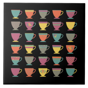 Colourful tea cups, hot drink, winter mugs  tile