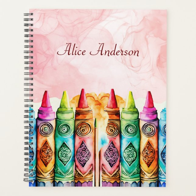 Colourful Teacher Appreciation Rainbow Crayon Planner (Front)