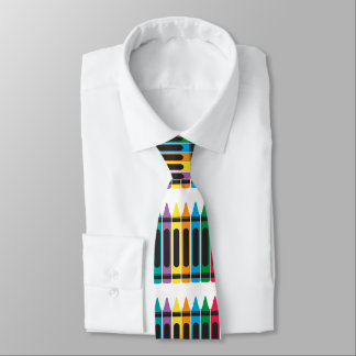 Colourful Teacher Crayon School Pattern Retro Tie