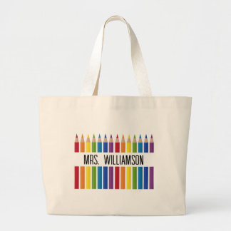 Colourful Teacher Pencil Large Tote Bag