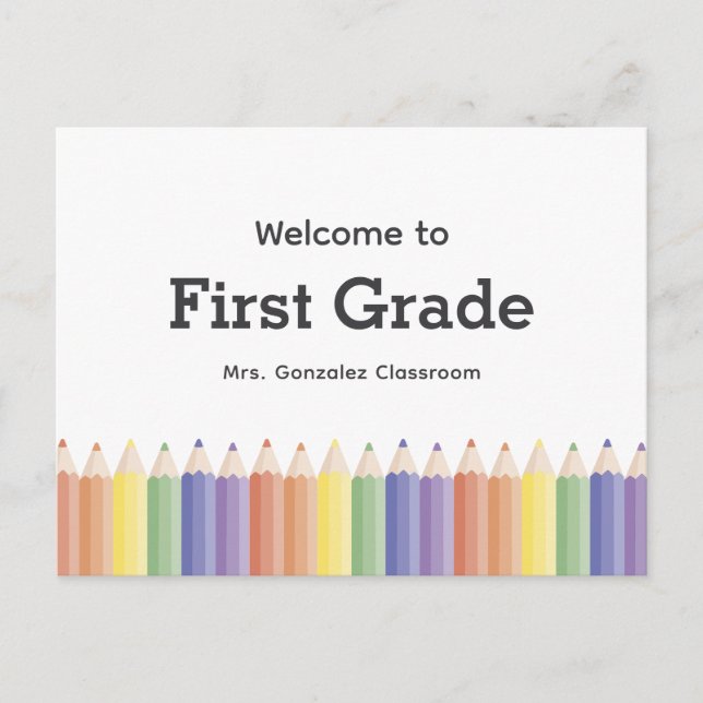 Colourful Teacher Welcome Back to School Postcard (Front)