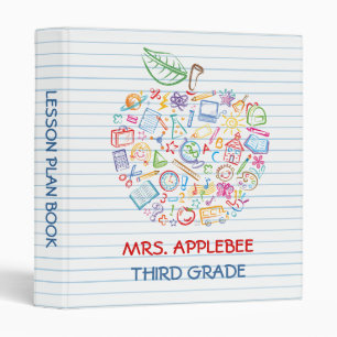 Colourful Teachers Apple School Doodles Binder