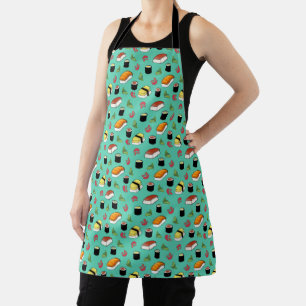 Colourful Teal Sushi Pattern Apron
