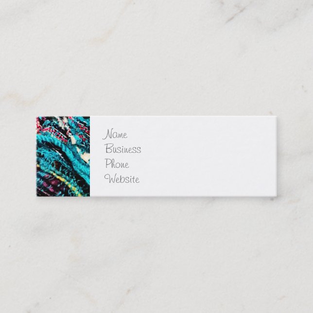 Colourful Teal Turquoise Pink Yarn Threads Craft Mini Business Card (Front)
