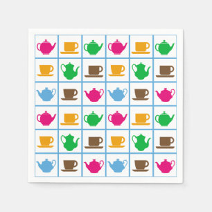 Colourful teapots pattern napkin