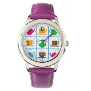 Colourful teapots pattern watch