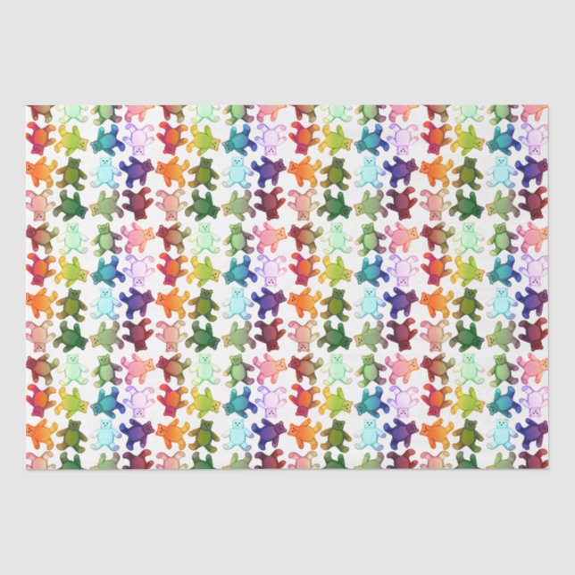 Colourful Teddy Bears Wrapping Paper (Front)