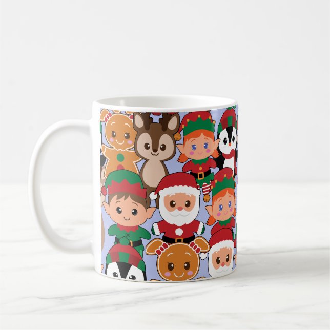 Colourful Teddy Christmas with Many Professions   Coffee Mug (Left)