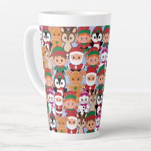  Colourful Teddy Christmas with Many Professions Latte Mug