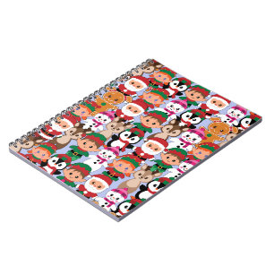 Colourful Teddy Christmas with Many Professions  Notebook