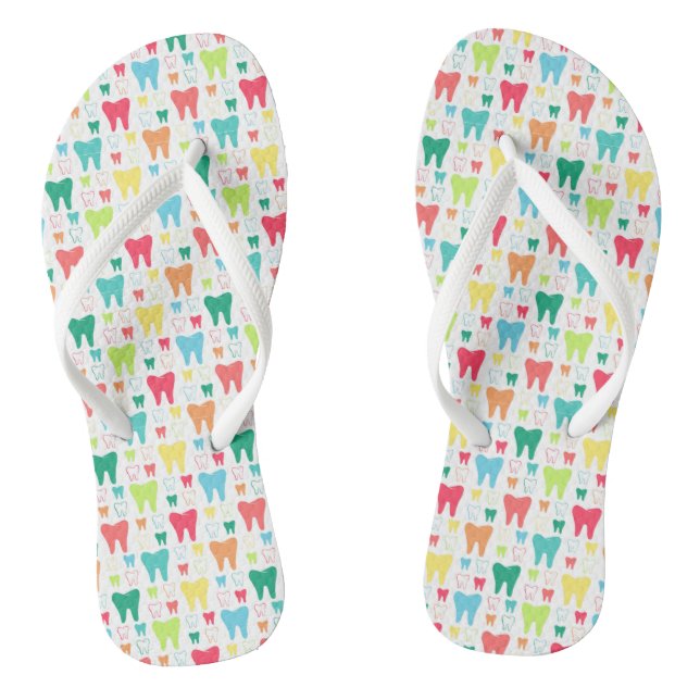 Colourful Teeth Pattern Flip Flops (Footbed)