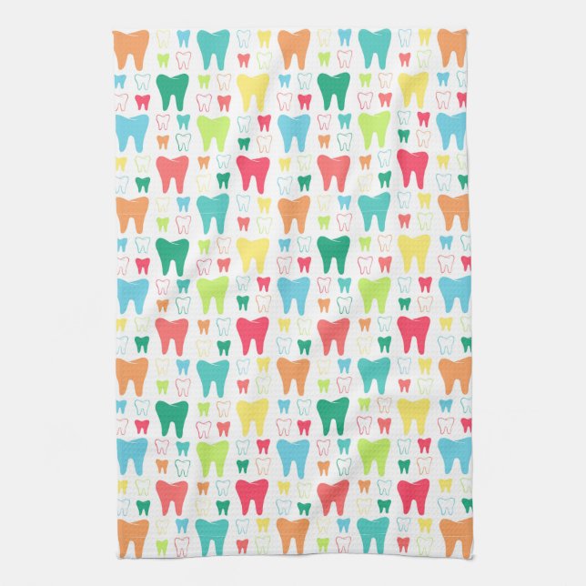 Colourful Teeth Pattern Kitchen Towel (Vertical)