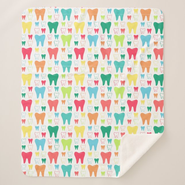 Colourful Teeth Pattern Sherpa Blanket (Front)