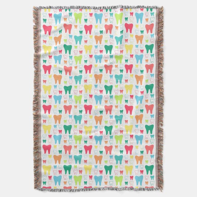 Colourful Teeth Pattern Throw Blanket (Front Vertical)