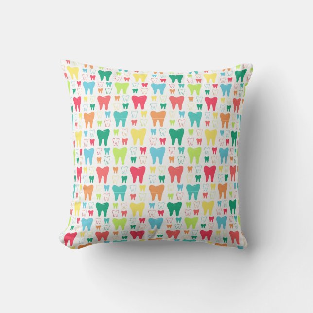 Colourful Teeth Pattern Throw Pillow (Front)