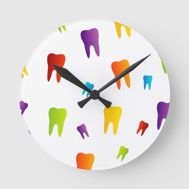 Colourful teeth round clock (Front)