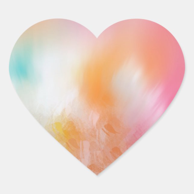 Colourful Template Abstract Pink Red Yellow Blue Heart Sticker (Front)