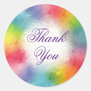 Colourful Template Handwritten Thank You Text Classic Round Sticker