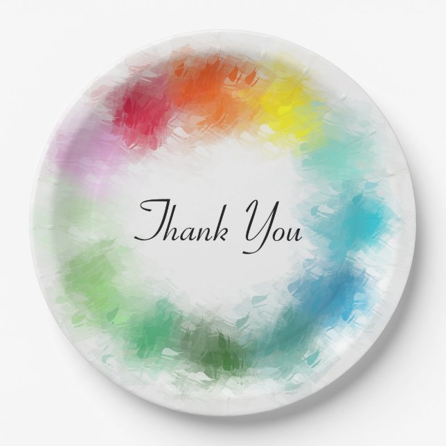 Colourful Template Modern Elegant Thank You Script Paper Plate (Front)