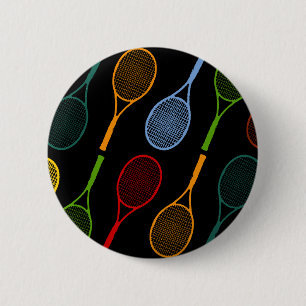 colourful tennis rackets pattern 2 inch round button