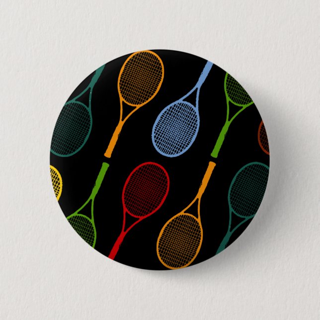 colourful tennis rackets pattern 2 inch round button (Front)