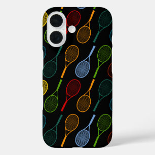 colourful tennis rackets pattern iPhone 16 case