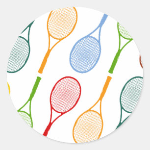 colourful tennis rackets pattern classic round sticker