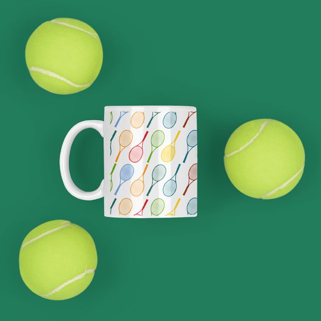 colourful tennis rackets pattern coffee mug (Creator Uploaded)