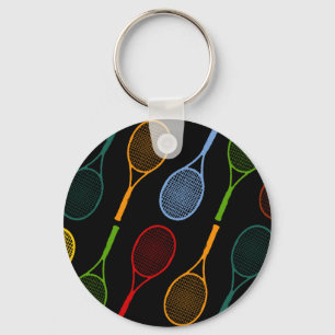 colourful tennis rackets pattern keychain