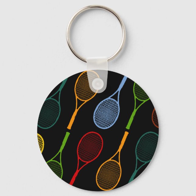 colourful tennis rackets pattern keychain (Front)