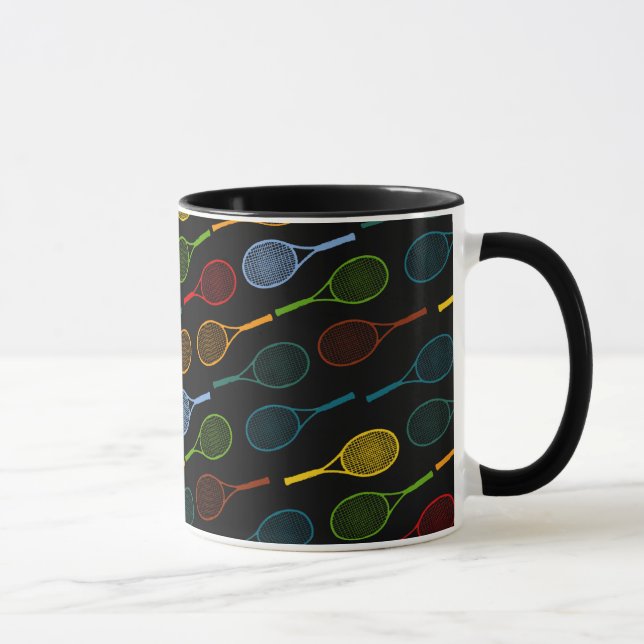 colourful tennis rackets pattern mug (Right)